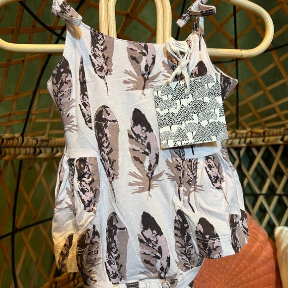 NWT Kate Quinn Organic Feather Spaghetti Tie Ballerina Bubble Bamboo 0-3m - Picture 4 of 5